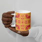 Scarlet Red Hearts Crown Traditional Geometry Ceramic Mug Seanamarena Basotho Blanket Inspired