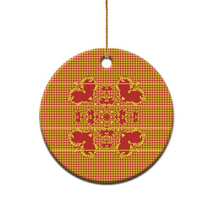 Scarlet Red Hearts Crown Traditional Geometry Ceramic Ornament Seanamarena Basotho Blanket Inspired