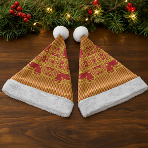 Scarlet Red Hearts Crown Traditional Geometry Christmas Santa Hat Seanamarena Basotho Blanket Inspired