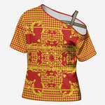 Scarlet Red Hearts Crown Traditional Geometry Cross Shoulder Shirt Seanamarena Basotho Blanket Inspired