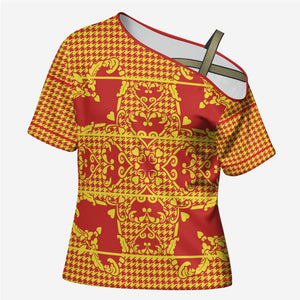 Scarlet Red Hearts Crown Traditional Geometry Cross Shoulder Shirt Seanamarena Basotho Blanket Inspired