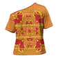 Scarlet Red Hearts Crown Traditional Geometry Cross Shoulder Shirt Seanamarena Basotho Blanket Inspired