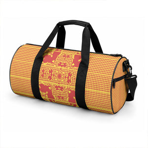 Scarlet Red Hearts Crown Traditional Geometry Duffle Bag Seanamarena Basotho Blanket Inspired
