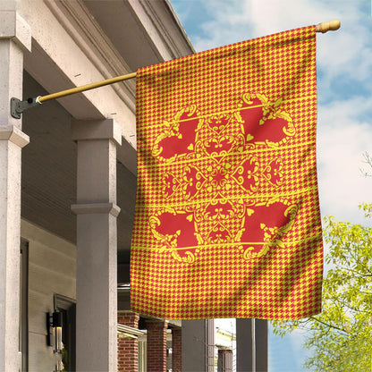 Scarlet Red Hearts Crown Traditional Geometry Garden Flag Seanamarena Basotho Blanket Inspired