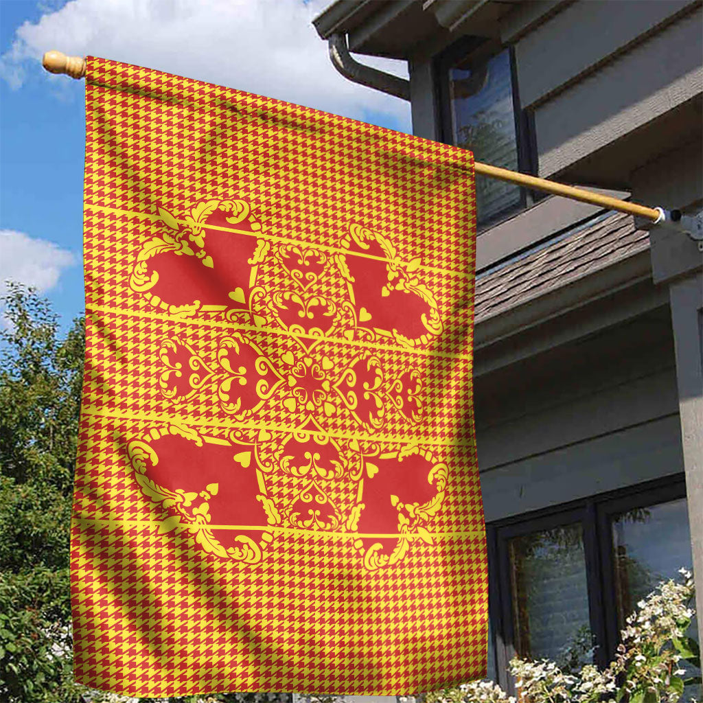 Scarlet Red Hearts Crown Traditional Geometry Garden Flag Seanamarena Basotho Blanket Inspired