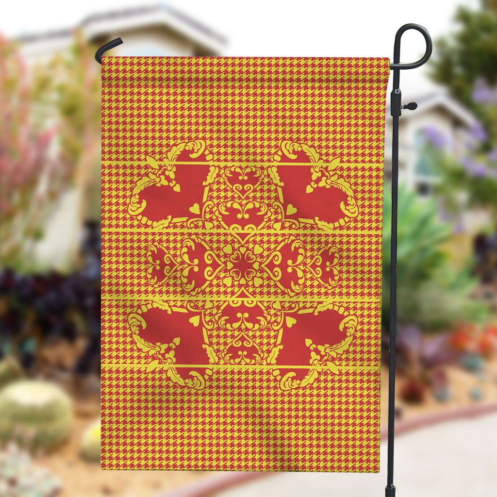 Scarlet Red Hearts Crown Traditional Geometry Garden Flag Seanamarena Basotho Blanket Inspired