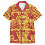 Scarlet Red Hearts Crown Traditional Geometry Hawaiian Shirt Seanamarena Basotho Blanket Inspired