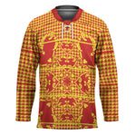 Scarlet Red Hearts Crown Traditional Geometry Hockey Jersey Seanamarena Basotho Blanket Inspired