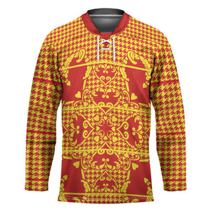 Scarlet Red Hearts Crown Traditional Geometry Hockey Jersey Seanamarena Basotho Blanket Inspired