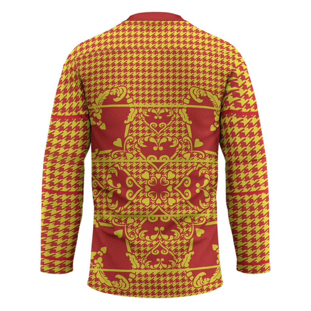 Scarlet Red Hearts Crown Traditional Geometry Hockey Jersey Seanamarena Basotho Blanket Inspired