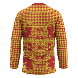 Scarlet Red Hearts Crown Traditional Geometry Hockey Jersey Seanamarena Basotho Blanket Inspired