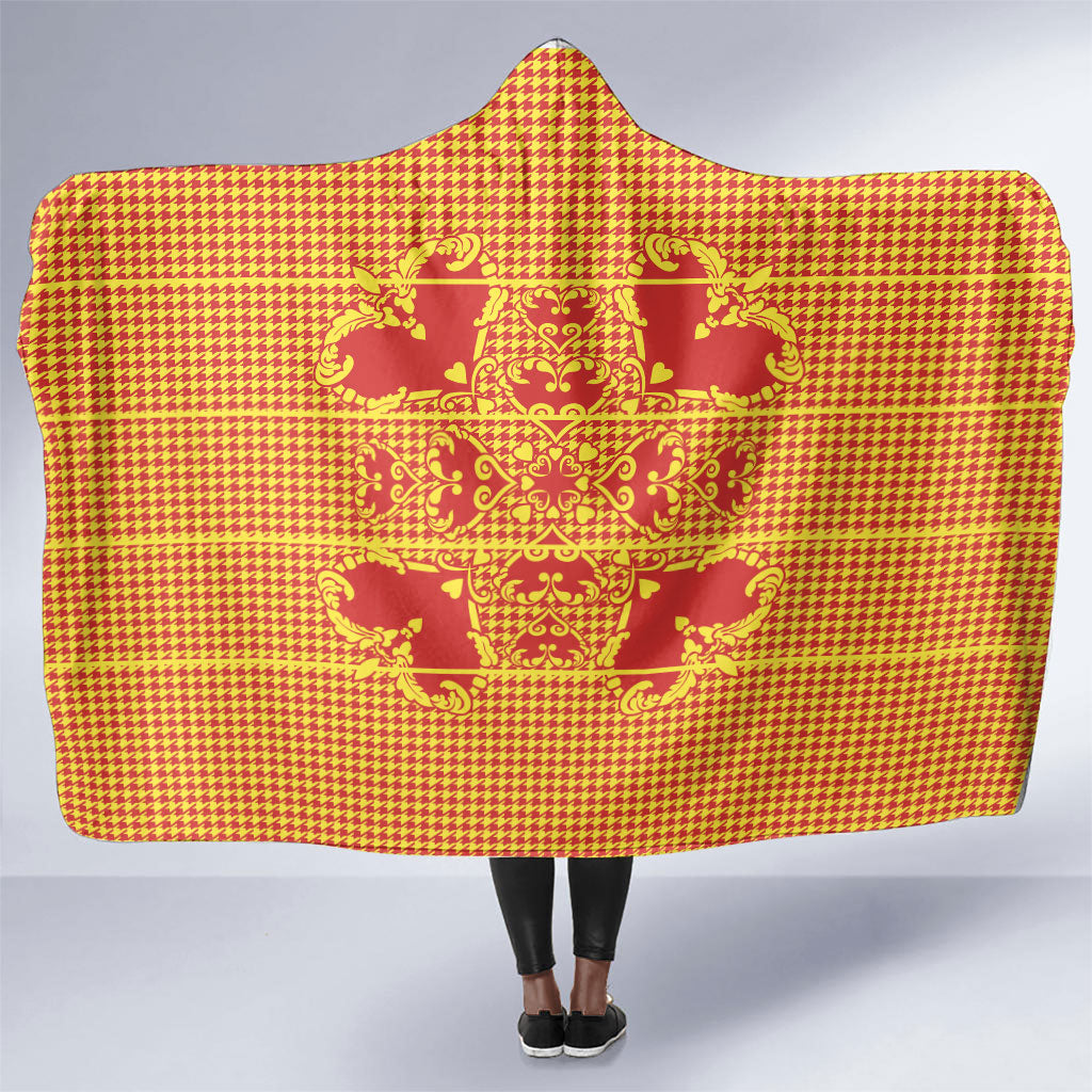 Scarlet Red Hearts Crown Traditional Geometry Hooded Blanket Seanamarena Basotho Blanket Inspired