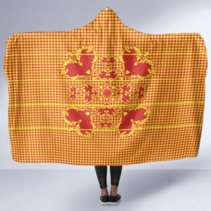Scarlet Red Hearts Crown Traditional Geometry Hooded Blanket Seanamarena Basotho Blanket Inspired