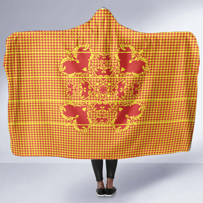 Scarlet Red Hearts Crown Traditional Geometry Hooded Blanket Seanamarena Basotho Blanket Inspired