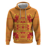 Scarlet Red Hearts Crown Traditional Geometry Hoodie Seanamarena Basotho Blanket Inspired