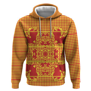Scarlet Red Hearts Crown Traditional Geometry Hoodie Seanamarena Basotho Blanket Inspired
