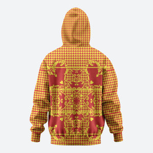 Scarlet Red Hearts Crown Traditional Geometry Hoodie Seanamarena Basotho Blanket Inspired