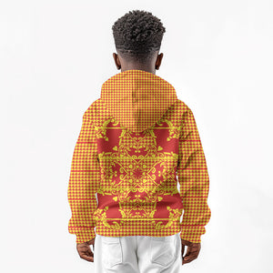 Scarlet Red Hearts Crown Traditional Geometry Kid Hoodie Seanamarena Basotho Blanket Inspired