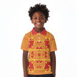 Scarlet Red Hearts Crown Traditional Geometry Kid Polo Shirt Seanamarena Basotho Blanket Inspired