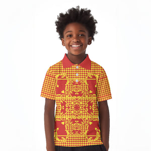 Scarlet Red Hearts Crown Traditional Geometry Kid Polo Shirt Seanamarena Basotho Blanket Inspired