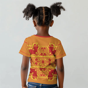 Scarlet Red Hearts Crown Traditional Geometry Kid T shirt Seanamarena Basotho Blanket Inspired