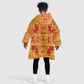 Scarlet Red Hearts Crown Traditional Geometry Kid Wearable Blanket Hoodie Seanamarena Basotho Blanket Inspired