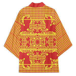 Scarlet Red Hearts Crown Traditional Geometry Kimono Seanamarena Basotho Blanket Inspired