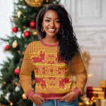 Scarlet Red Hearts Crown Traditional Geometry Ugly Christmas Sweater Seanamarena Basotho Blanket Inspired