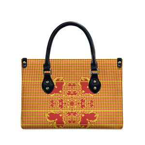 Scarlet Red Hearts Crown Traditional Geometry Leather Bag Seanamarena Basotho Blanket Inspired