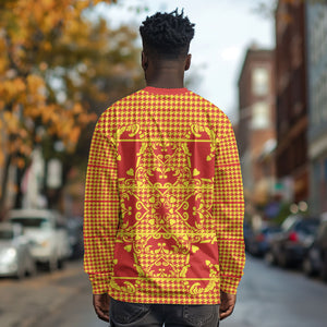 Scarlet Red Hearts Crown Traditional Geometry Long Sleeve Shirt Seanamarena Basotho Blanket Inspired