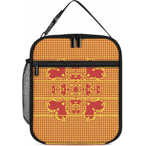 Scarlet Red Hearts Crown Traditional Geometry Lunch Bag Seanamarena Basotho Blanket Inspired