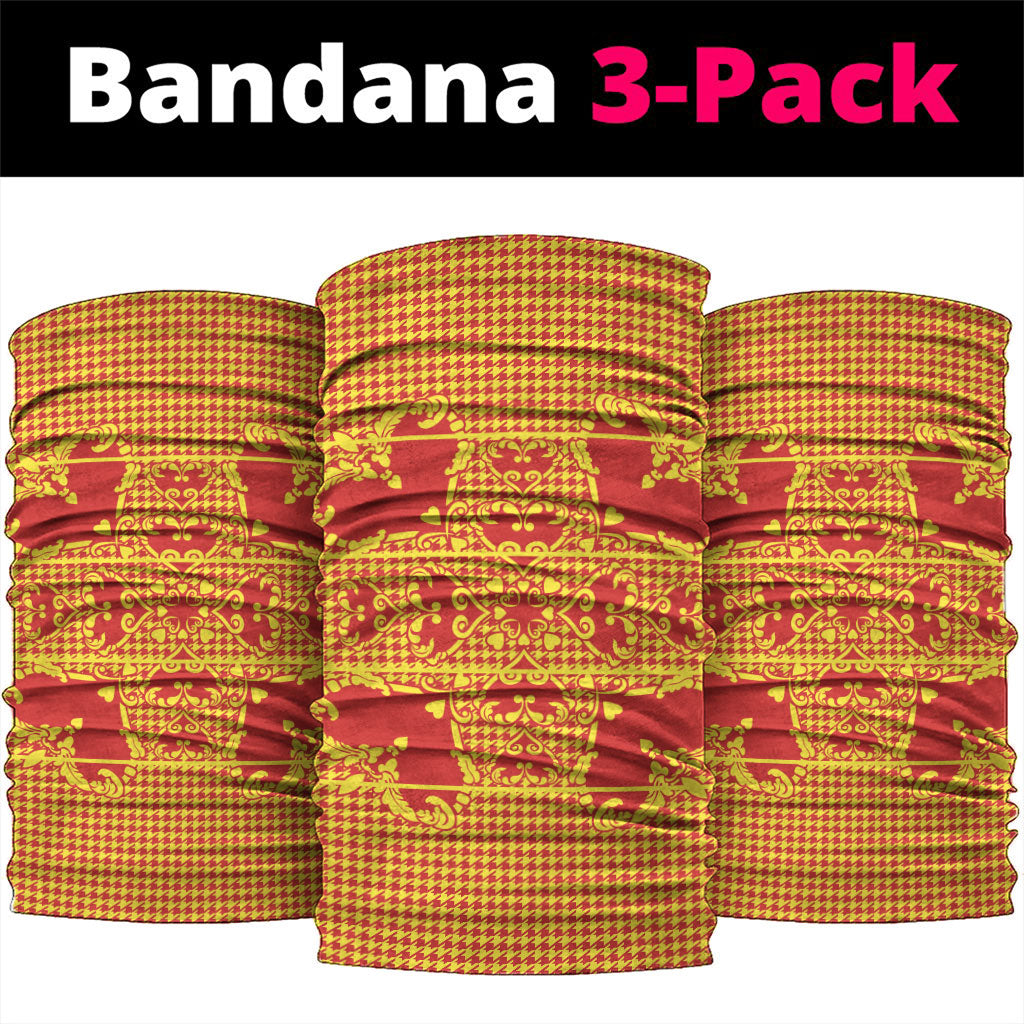 Scarlet Red Hearts Crown Traditional Geometry Neck Gaiter Seanamarena Basotho Blanket Inspired