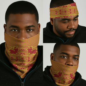Scarlet Red Hearts Crown Traditional Geometry Neck Gaiter Seanamarena Basotho Blanket Inspired