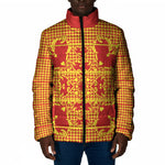 Scarlet Red Hearts Crown Traditional Geometry Padded Jacket Seanamarena Basotho Blanket Inspired