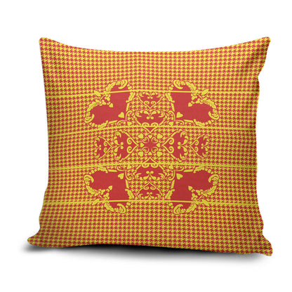 Scarlet Red Hearts Crown Traditional Geometry Pillow Cover Seanamarena Basotho Blanket Inspired