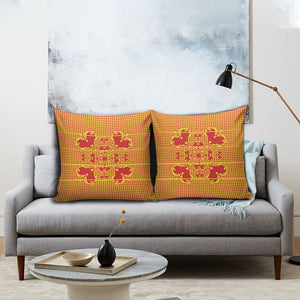 Scarlet Red Hearts Crown Traditional Geometry Pillow Cover Seanamarena Basotho Blanket Inspired