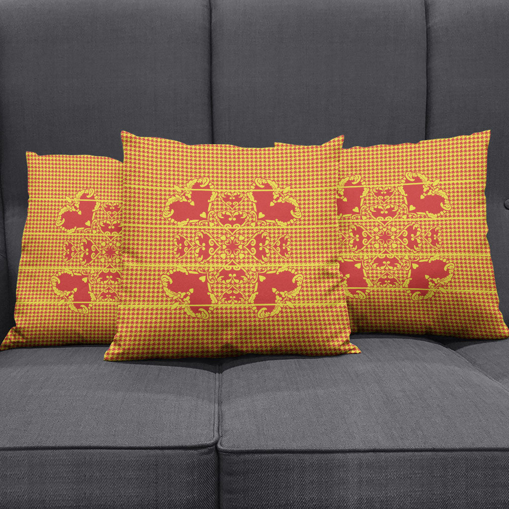 Scarlet Red Hearts Crown Traditional Geometry Pillow Cover Seanamarena Basotho Blanket Inspired