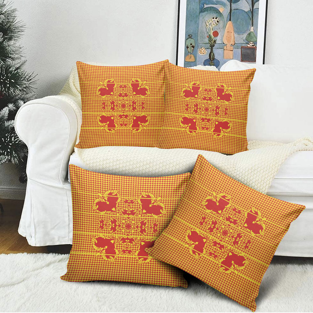 Scarlet Red Hearts Crown Traditional Geometry Pillow Cover Seanamarena Basotho Blanket Inspired