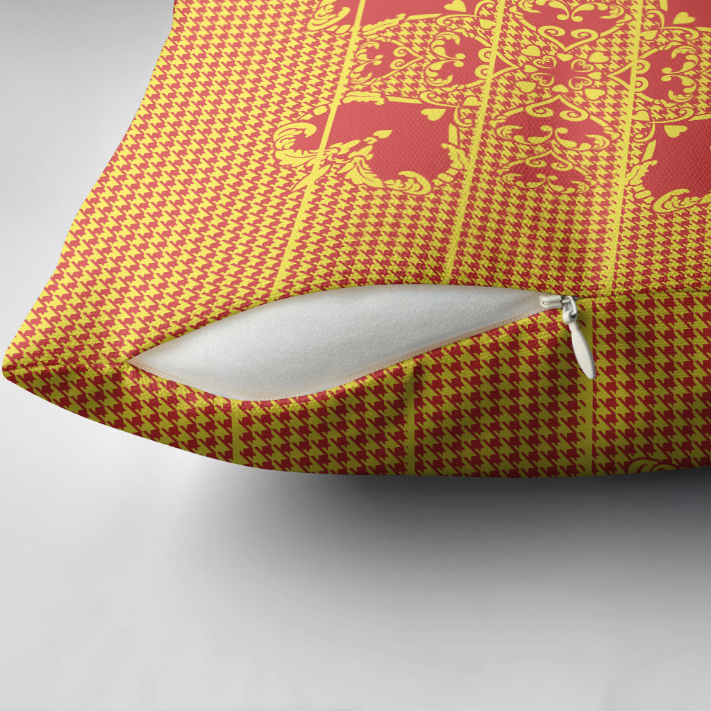 Scarlet Red Hearts Crown Traditional Geometry Pillow Cover Seanamarena Basotho Blanket Inspired