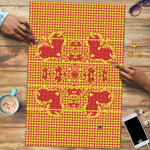 Scarlet Red Hearts Crown Traditional Geometry Puzzle Seanamarena Basotho Blanket Inspired