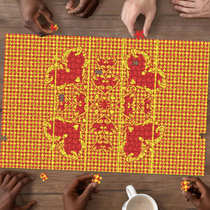 Scarlet Red Hearts Crown Traditional Geometry Puzzle Seanamarena Basotho Blanket Inspired