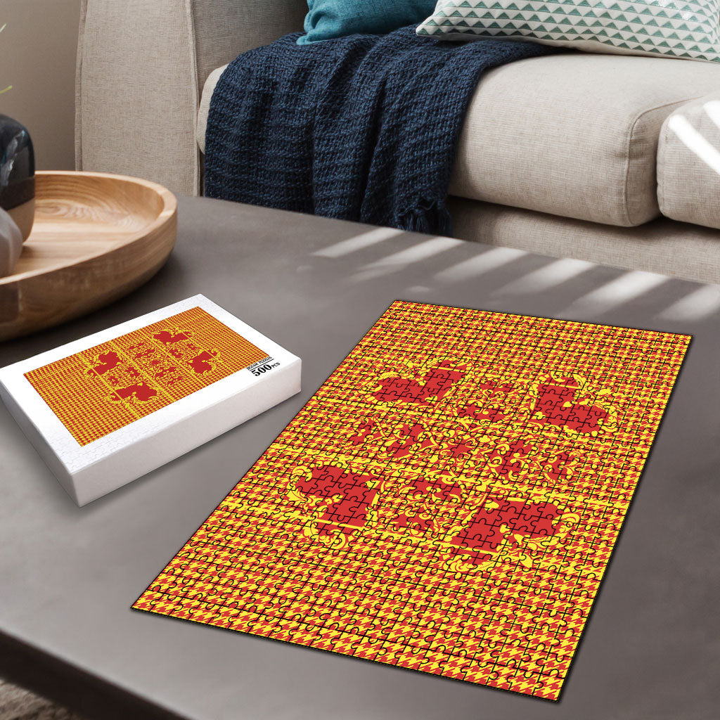 Scarlet Red Hearts Crown Traditional Geometry Puzzle Seanamarena Basotho Blanket Inspired