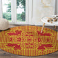 Scarlet Red Hearts Crown Traditional Geometry Round Carpet Seanamarena Basotho Blanket Inspired