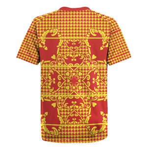 Scarlet Red Hearts Crown Traditional Geometry Rugby Jersey Seanamarena Basotho Blanket Inspired