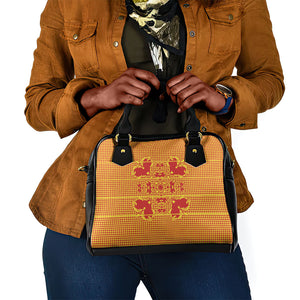 Scarlet Red Hearts Crown Traditional Geometry Shoulder Handbag Seanamarena Basotho Blanket Inspired