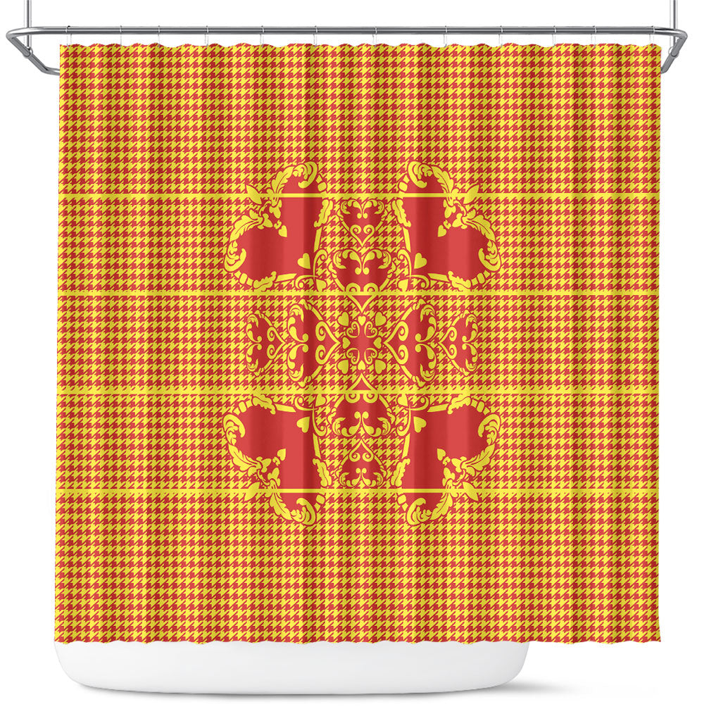 Scarlet Red Hearts Crown Traditional Geometry Shower Curtain Seanamarena Basotho Blanket Inspired