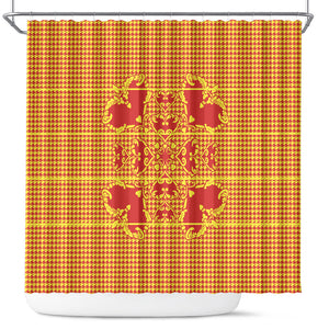 Scarlet Red Hearts Crown Traditional Geometry Shower Curtain Seanamarena Basotho Blanket Inspired
