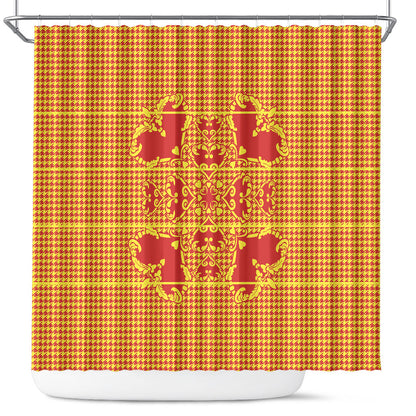 Scarlet Red Hearts Crown Traditional Geometry Shower Curtain Seanamarena Basotho Blanket Inspired