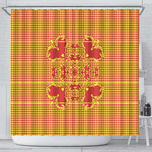 Scarlet Red Hearts Crown Traditional Geometry Shower Curtain Seanamarena Basotho Blanket Inspired