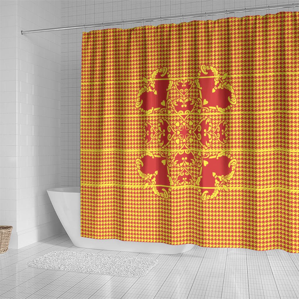 Scarlet Red Hearts Crown Traditional Geometry Shower Curtain Seanamarena Basotho Blanket Inspired